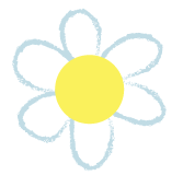 hand drawn yellow and blue daisy